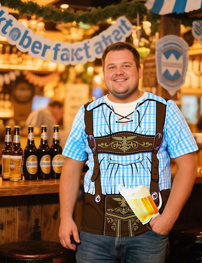 Funny World Funny Word Men's Bavarian Oktoberfest Costume T-Shirts, X-Large, Blue - Image 5